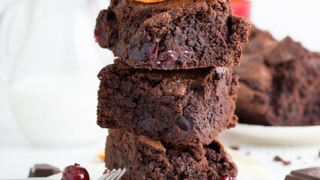 Cubes of chew chocolate brownies